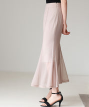 マーメイドチュールロングスカートsdp0298 ベージュ