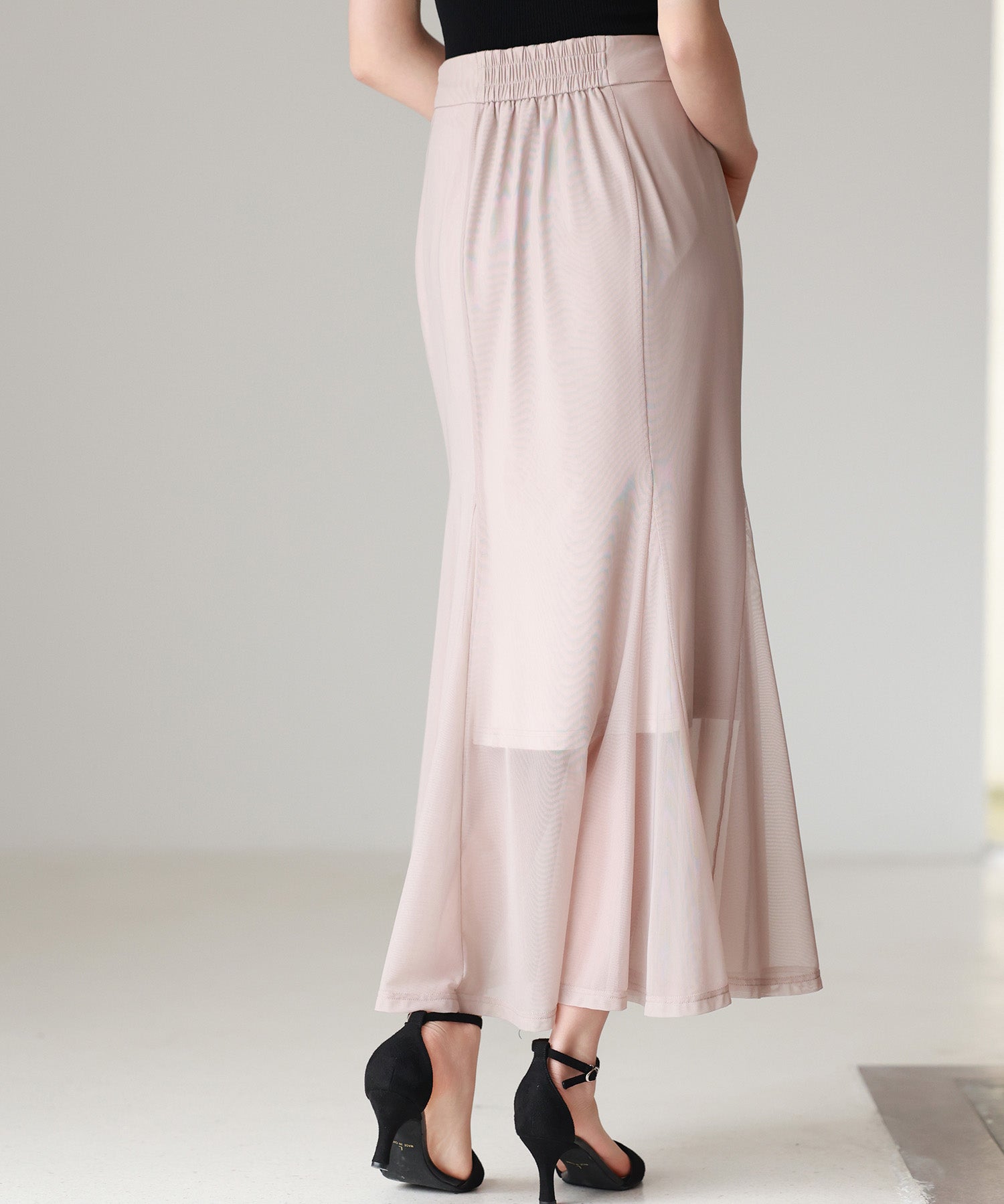 マーメイドチュールロングスカートsdp0298 ベージュ