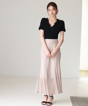 マーメイドチュールロングスカートsdp0298 ベージュ