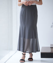 マーメイドチュールロングスカートsdp0298 チャコール