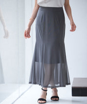 マーメイドチュールロングスカートsdp0298 チャコール