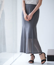 マーメイドチュールロングスカートsdp0298 チャコール