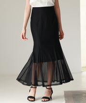 マーメイドチュールロングスカートsdp0298 ブラック