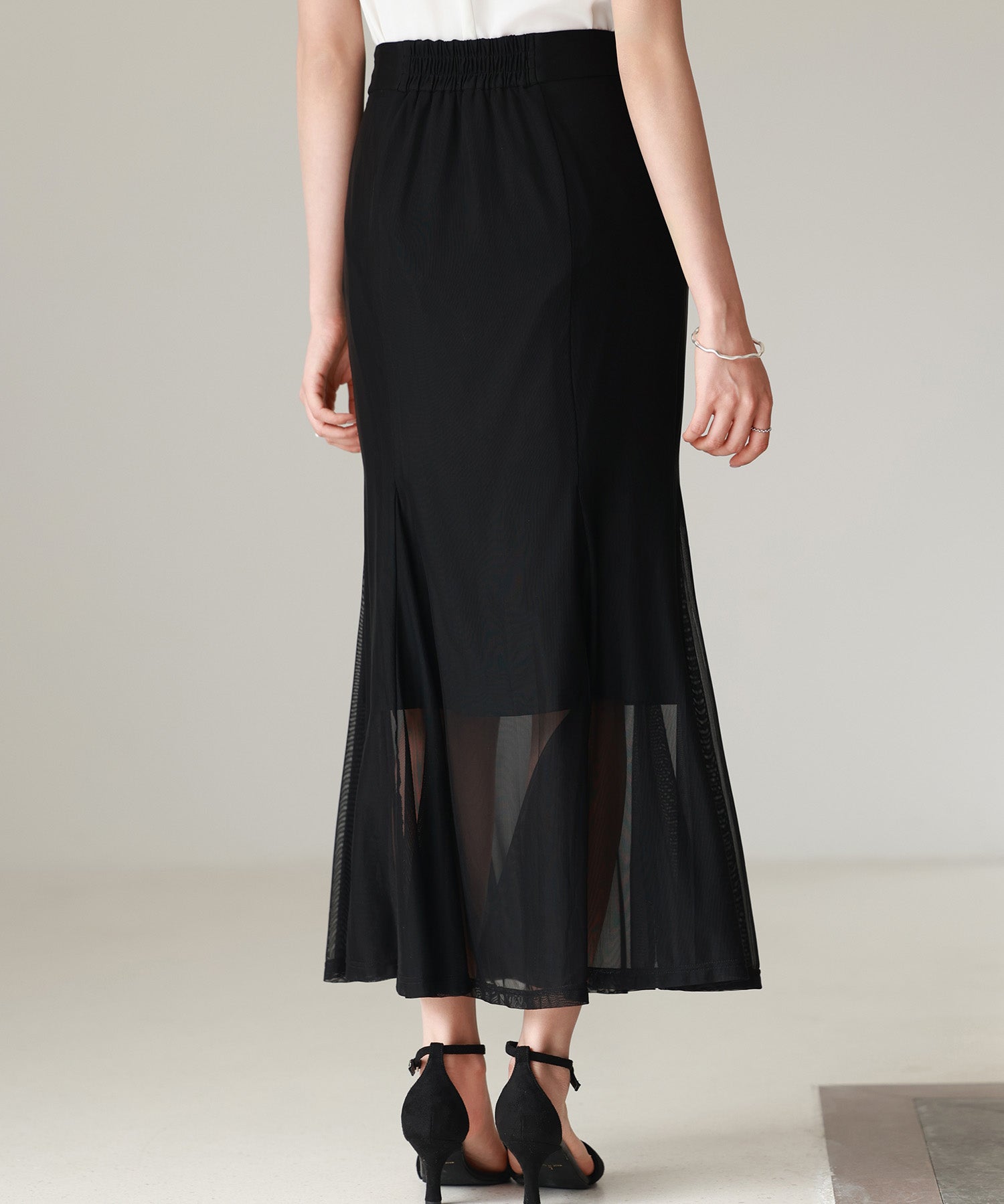 マーメイドチュールロングスカートsdp0298 ブラック