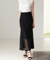 マーメイドチュールロングスカートsdp0298 ブラック