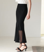 マーメイドチュールロングスカートsdp0298 ブラック