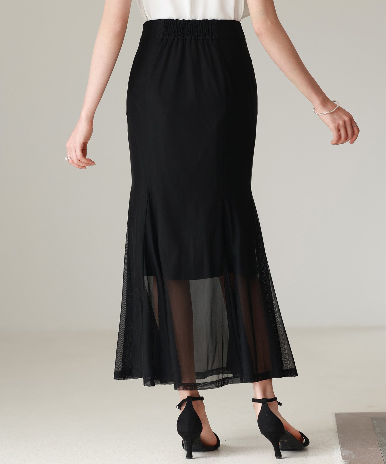 マーメイドチュールロングスカートsdp0298 ブラック