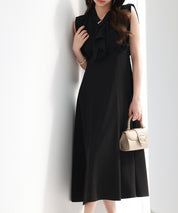 異素材ドッキングボウタイワンピースsdp0299 ブラック