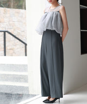 オーガンジートップスとオールインワンの2点セットsdp0300 チャコール