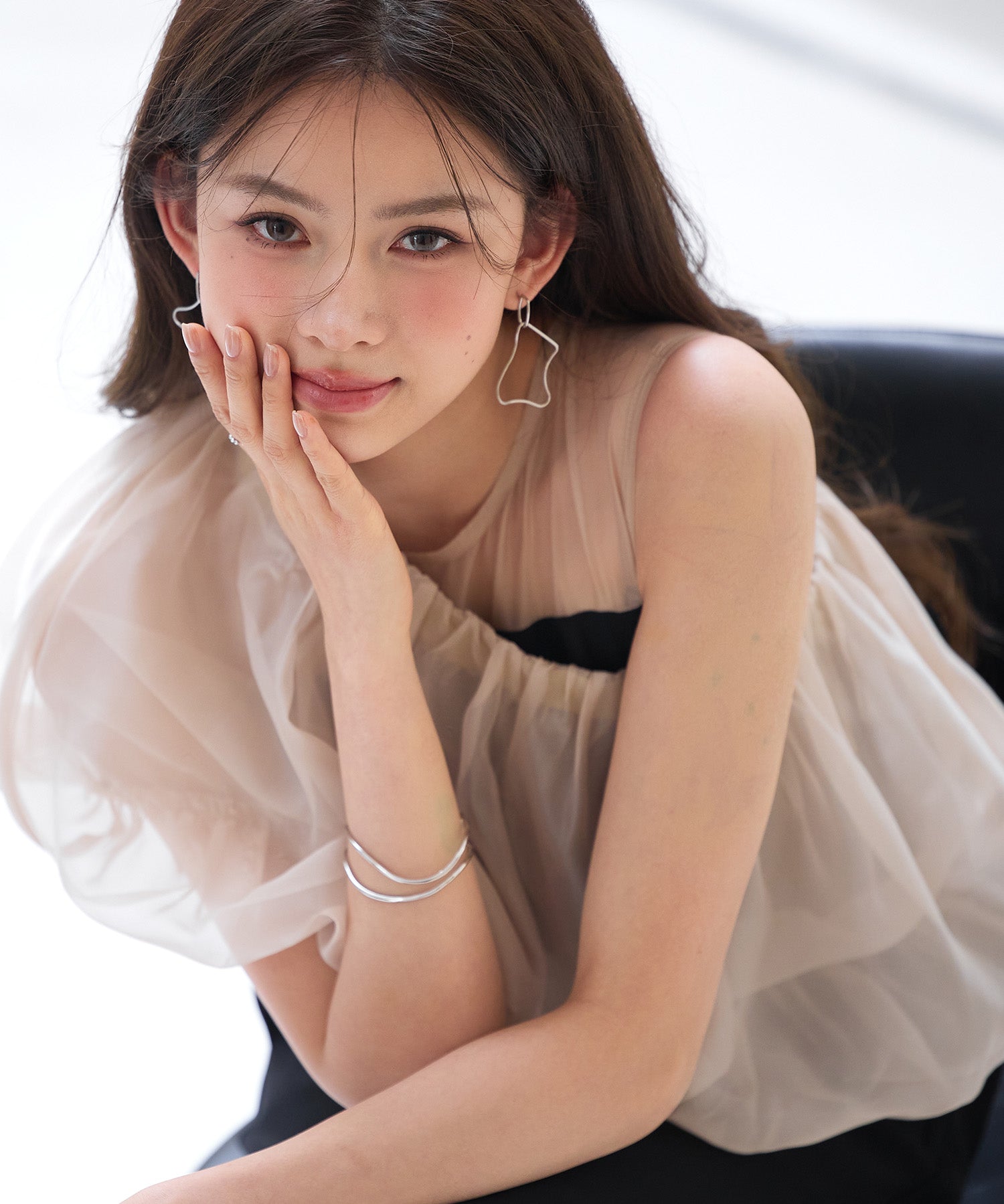 オーガンジートップスとオールインワンの2点セットsdp0300 ブラック