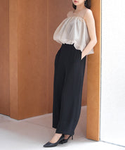 オーガンジートップスとオールインワンの2点セットsdp0300 ブラック