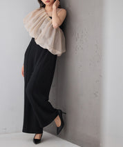 オーガンジートップスとオールインワンの2点セットsdp0300 ブラック