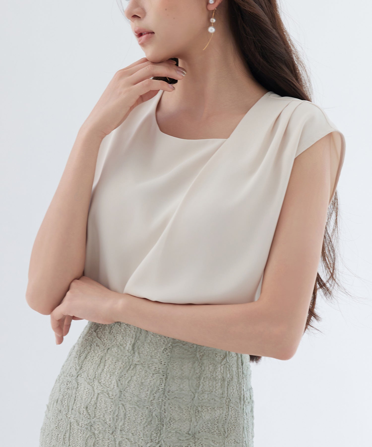 アシンメトリフレンチスリーブブラウスsdp0301-102-14