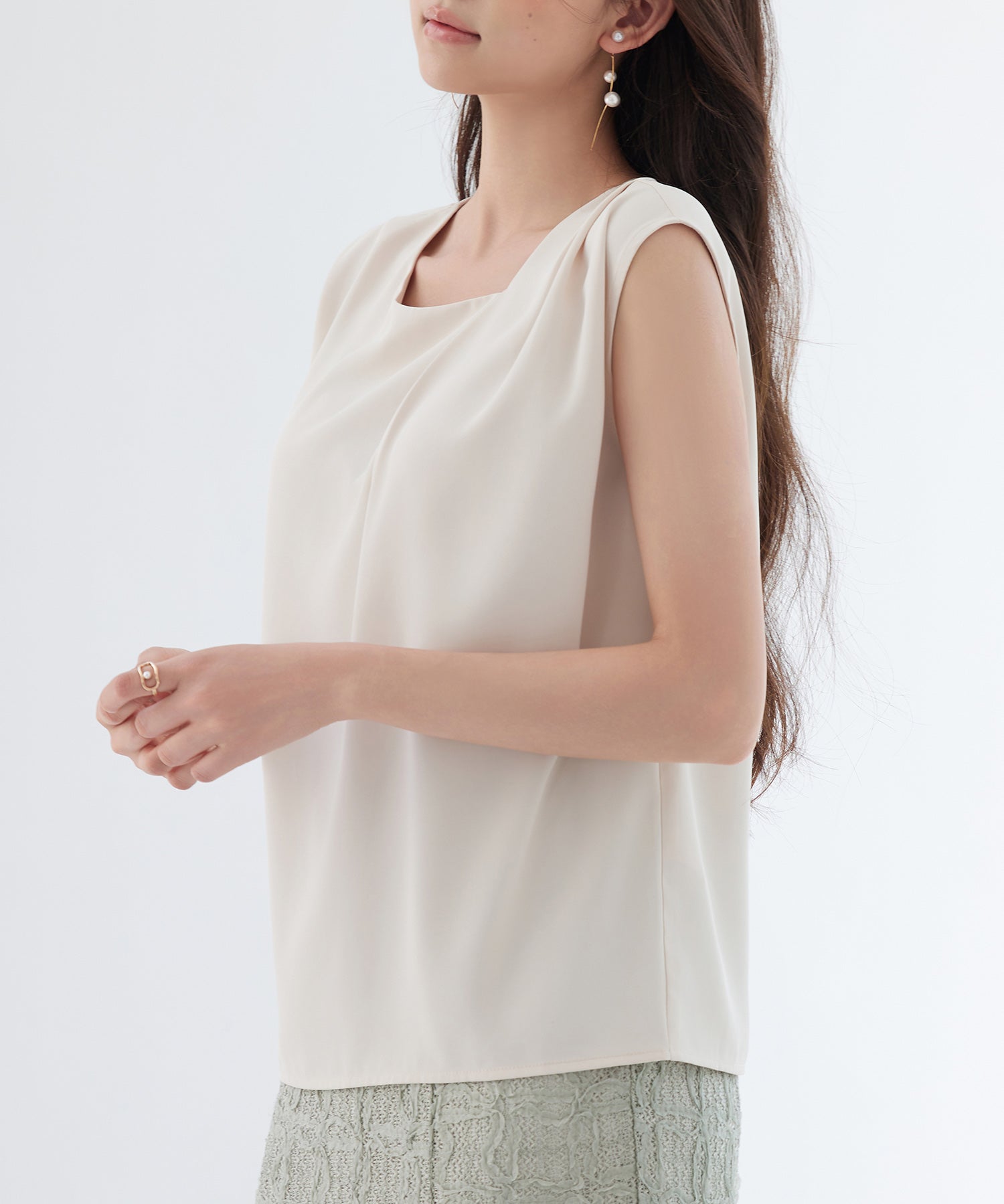 アシンメトリフレンチスリーブブラウスsdp0301 ベージュ