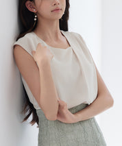 アシンメトリフレンチスリーブブラウスsdp0301 ベージュ