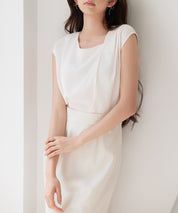 アシンメトリフレンチスリーブブラウスsdp0301 ピンクベージュ