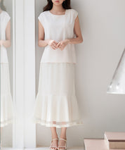 アシンメトリフレンチスリーブブラウスsdp0301 ピンクベージュ