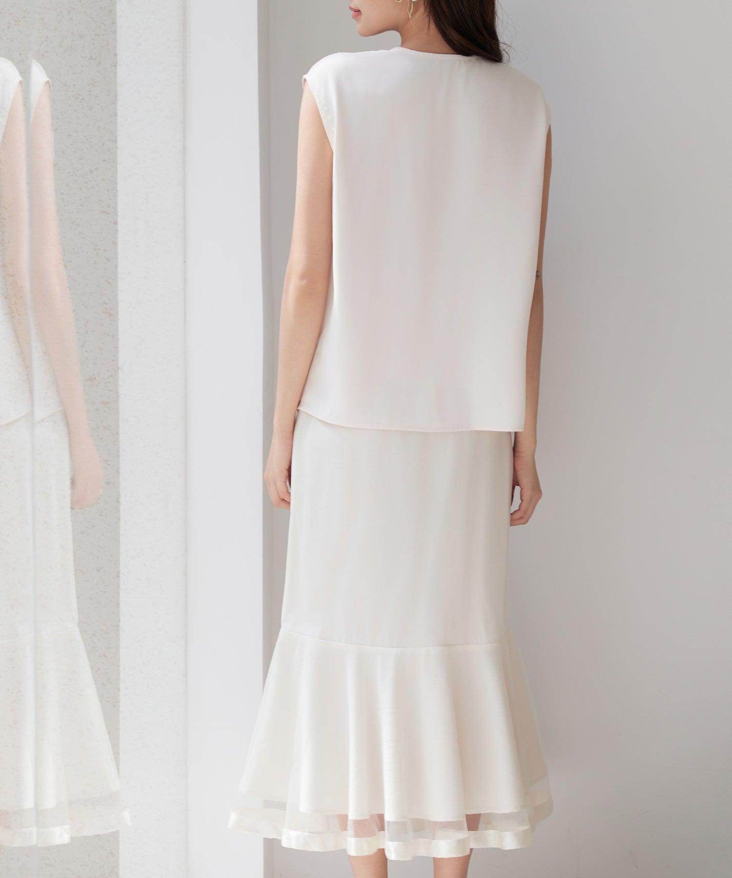 アシンメトリフレンチスリーブブラウスsdp0301 ピンクベージュ