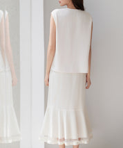 アシンメトリフレンチスリーブブラウスsdp0301 ピンクベージュ