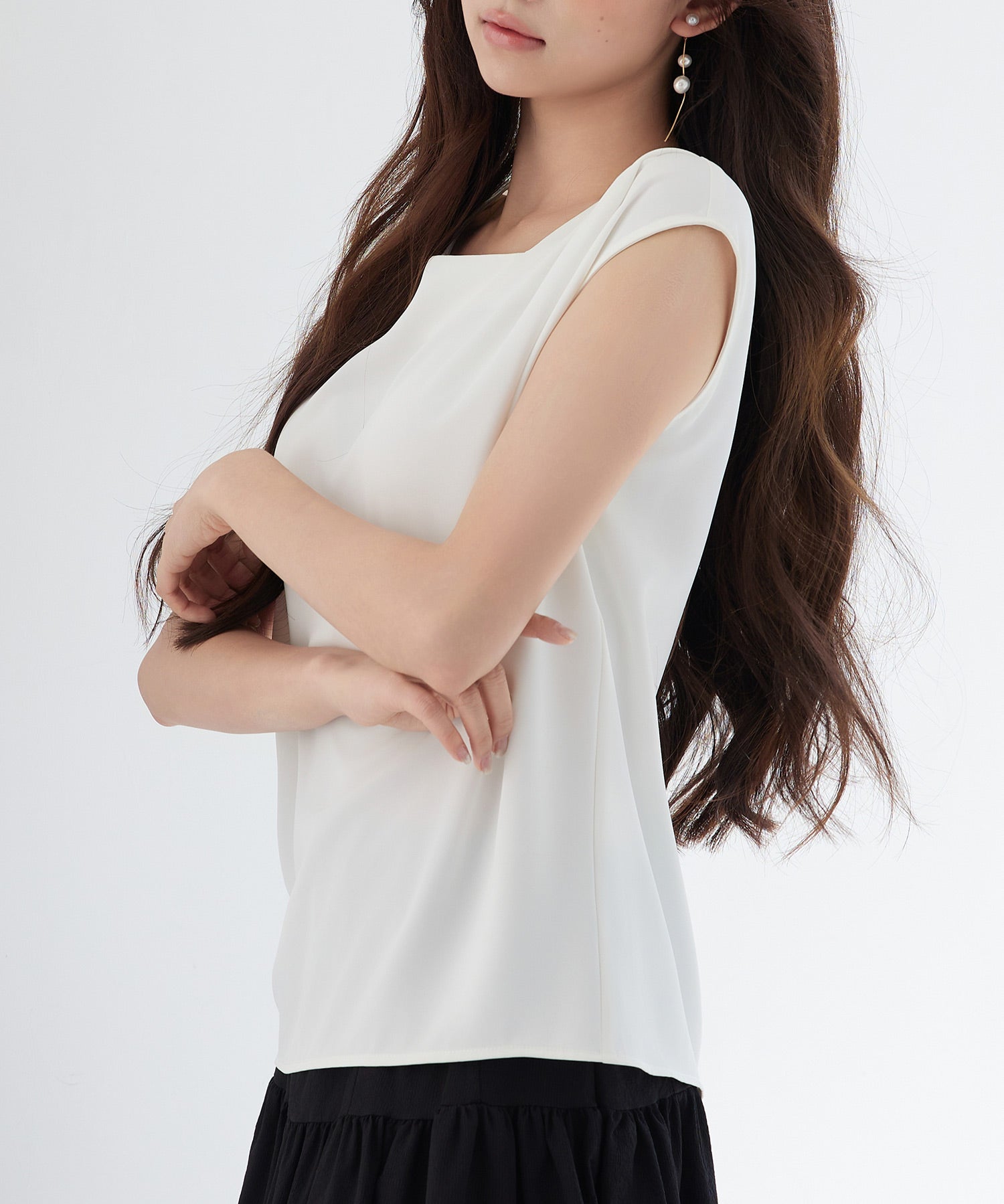 アシンメトリフレンチスリーブブラウスsdp0301 ホワイト