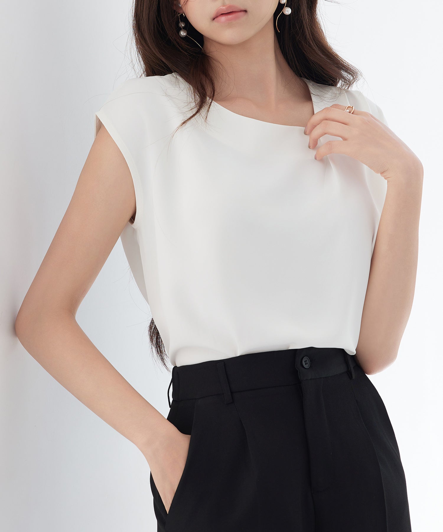 アシンメトリフレンチスリーブブラウスsdp0301 ホワイト