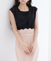 アシンメトリフレンチスリーブブラウスsdp0301 ブラック