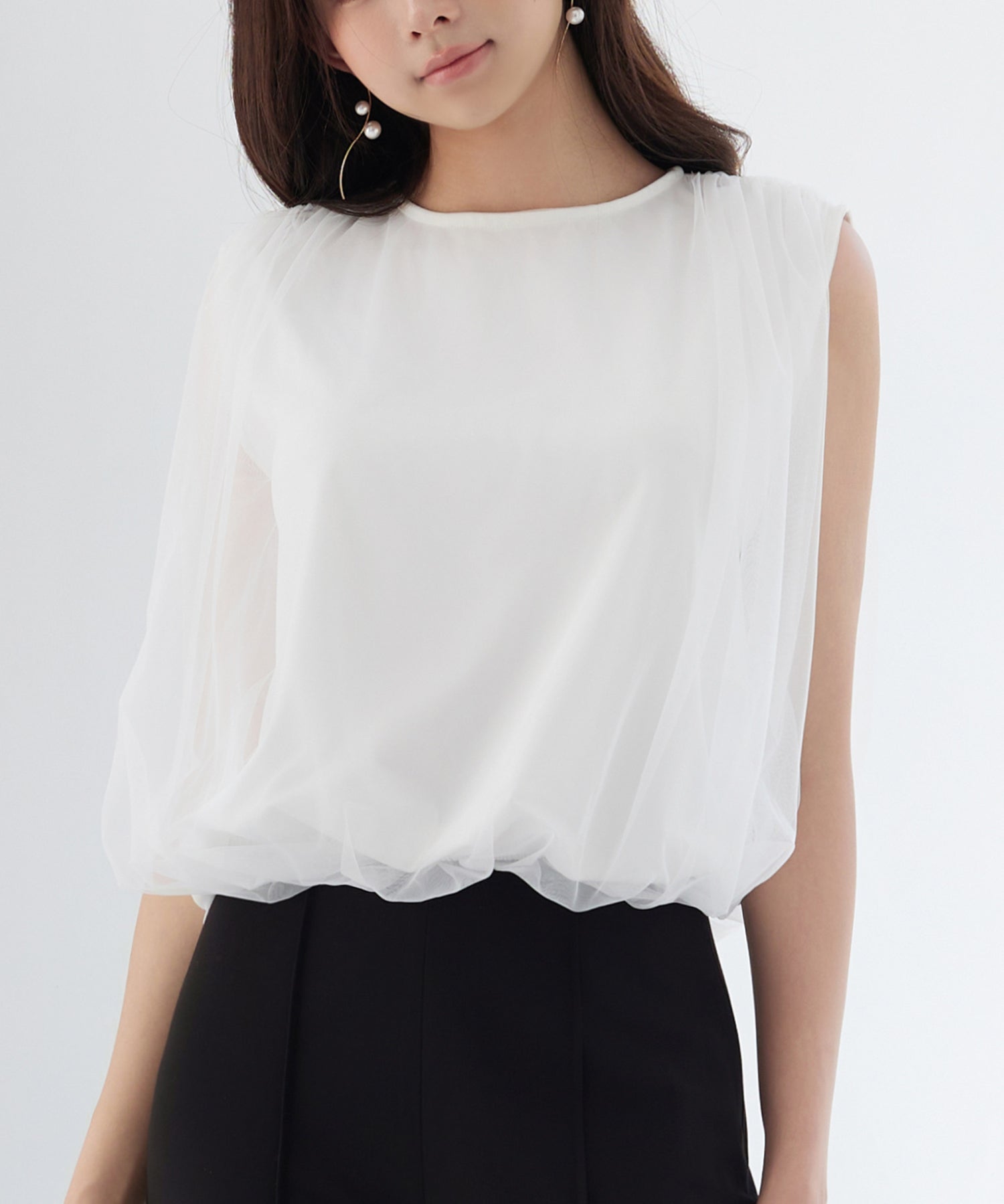 ふんわりチュールノースリーブブラウスsdp0303-102-1