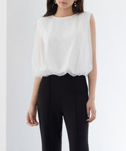 ふんわりチュールノースリーブブラウスsdp0303 ホワイト