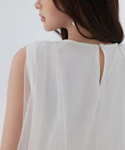 ふんわりチュールノースリーブブラウスsdp0303 ホワイト