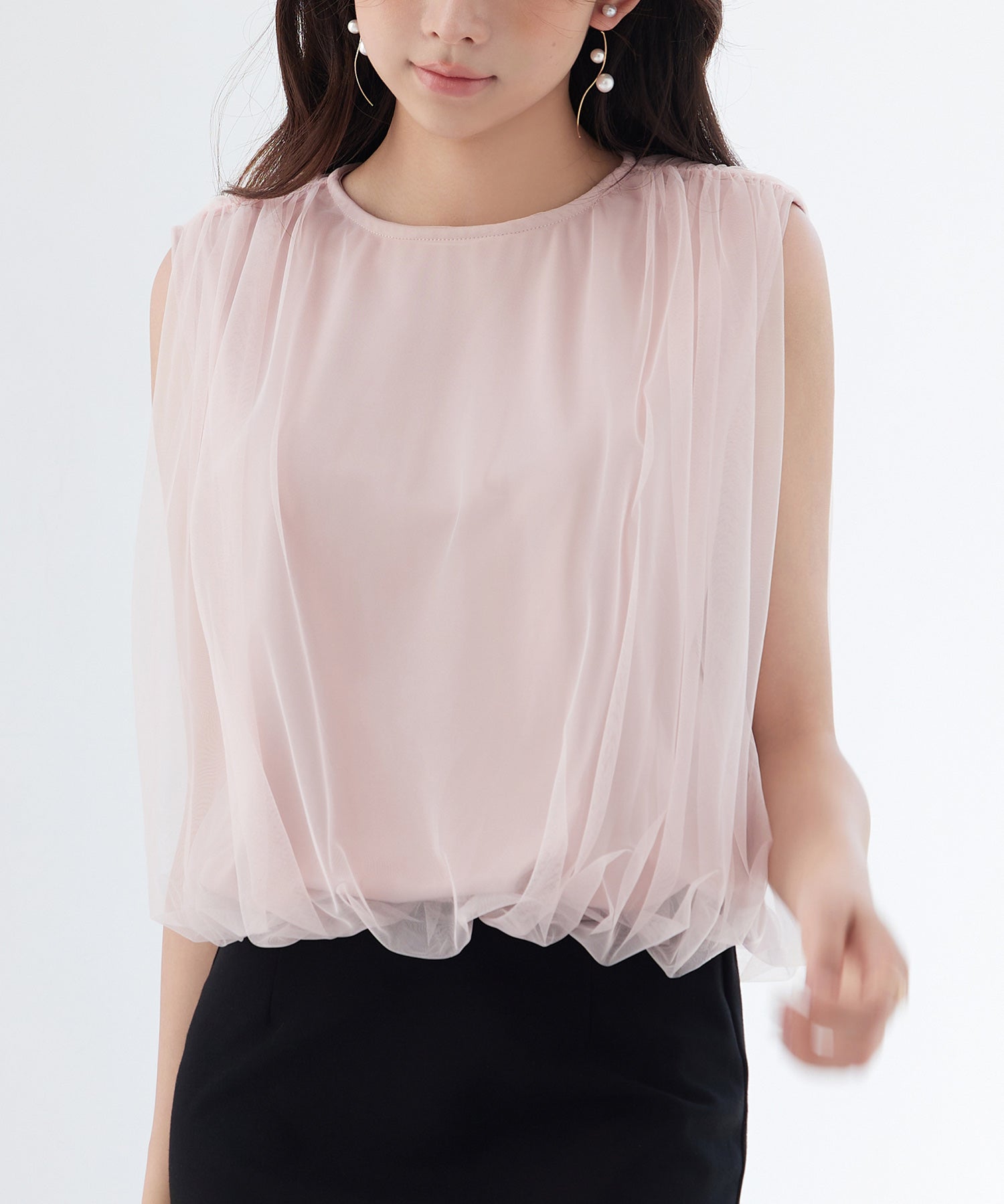 ふんわりチュールノースリーブブラウスsdp0303-102-26