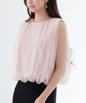 ふんわりチュールノースリーブブラウスsdp0303 ピンク