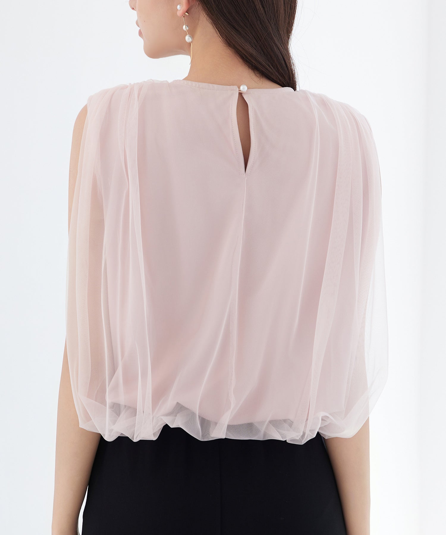 ふんわりチュールノースリーブブラウスsdp0303 ピンク