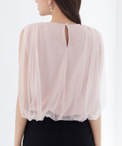 ふんわりチュールノースリーブブラウスsdp0303 ピンク