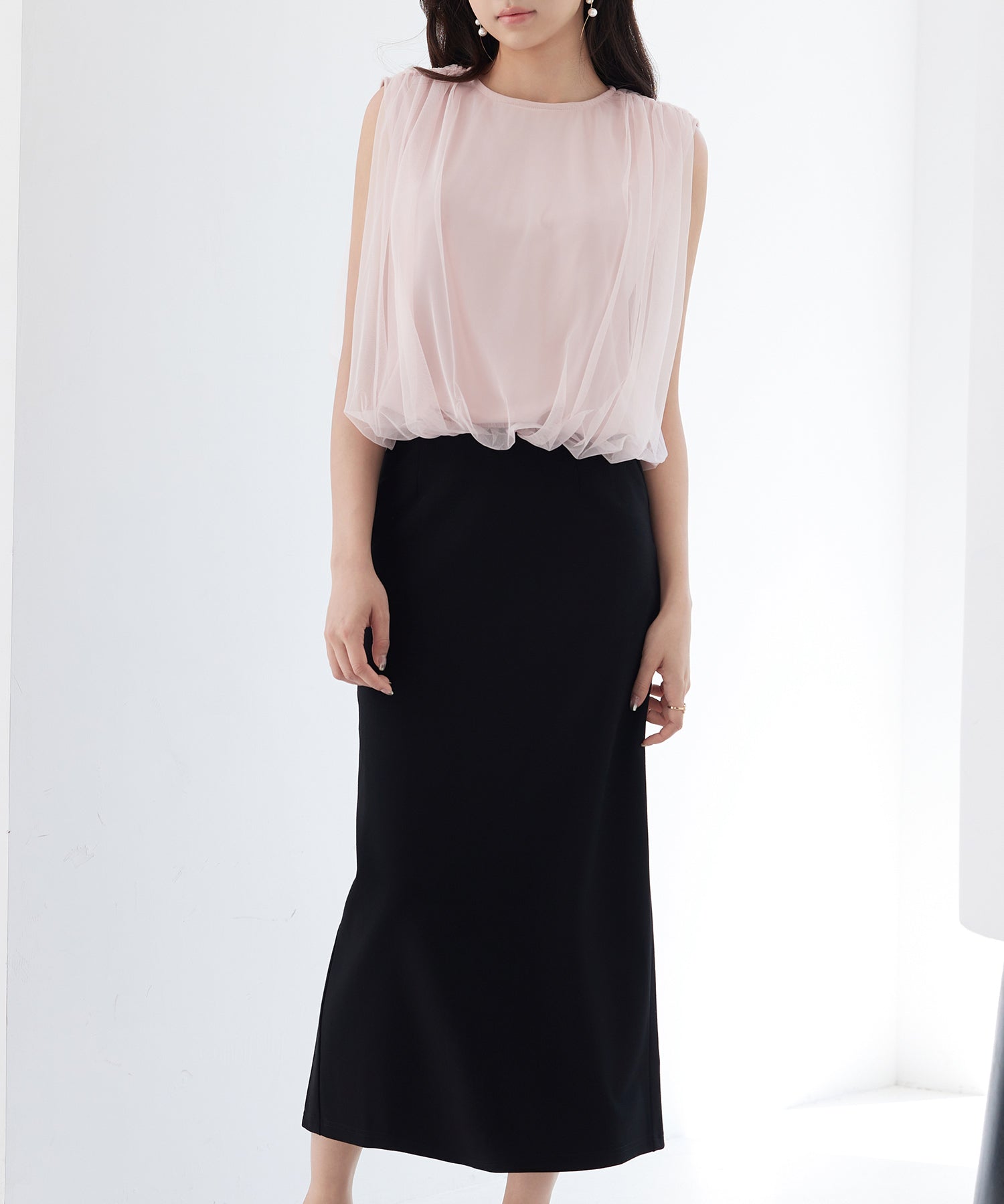 ふんわりチュールノースリーブブラウスsdp0303 ピンク