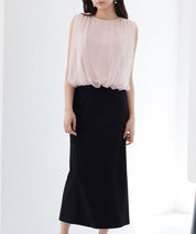 ふんわりチュールノースリーブブラウスsdp0303 ピンク