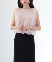 ふんわりチュールノースリーブブラウスsdp0303 ピンク