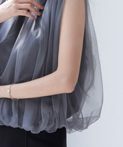 ふんわりチュールノースリーブブラウスsdp0303 チャコール