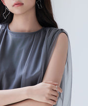 ふんわりチュールノースリーブブラウスsdp0303 チャコール