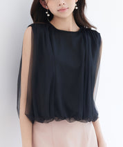 ふんわりチュールノースリーブブラウスsdp0303 ブラック