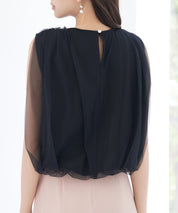 ふんわりチュールノースリーブブラウスsdp0303 ブラック