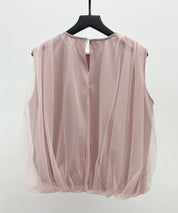 ふんわりチュールノースリーブブラウスsdp0303 ピンク