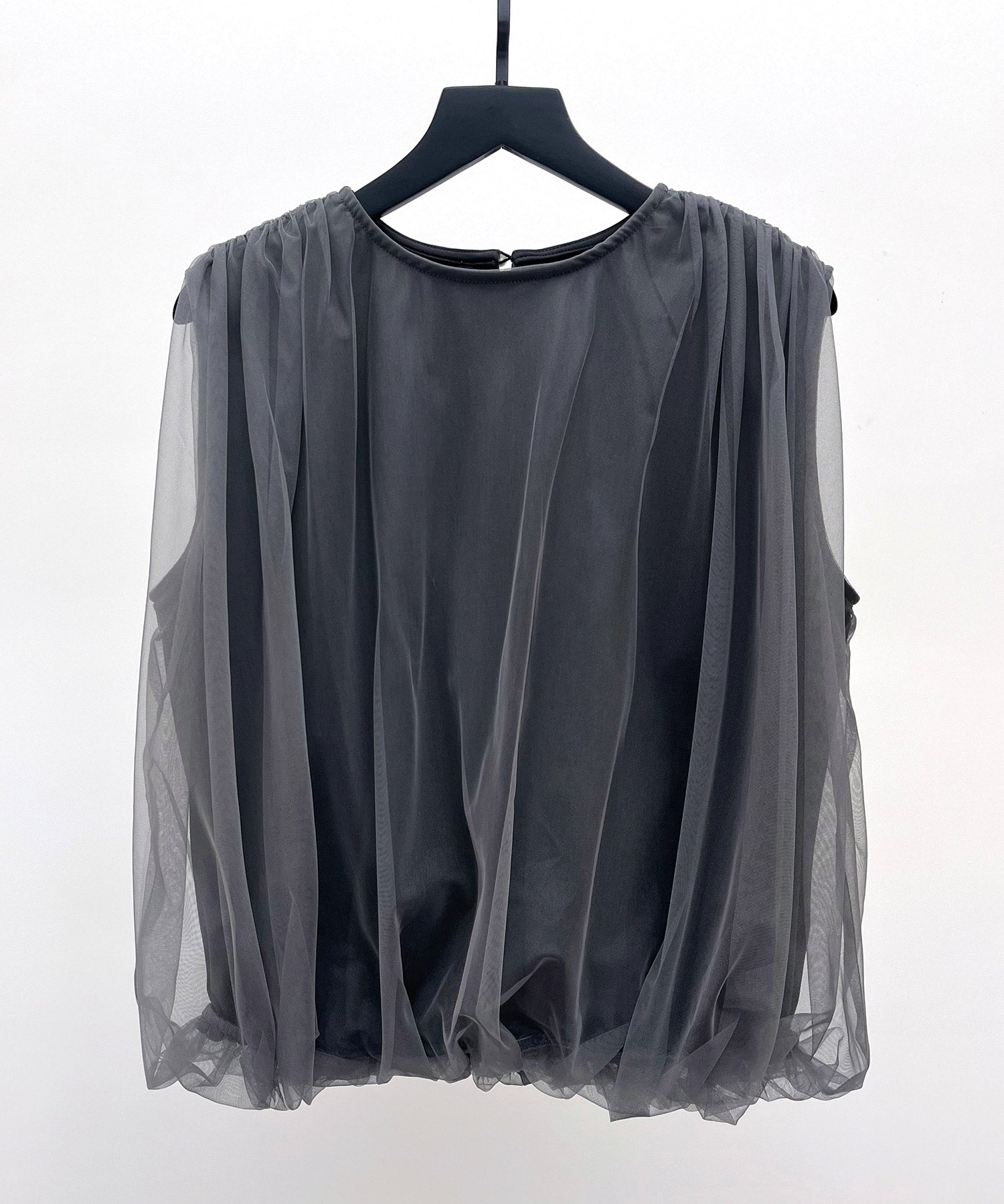 ふんわりチュールノースリーブブラウスsdp0303 チャコール