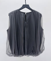 ふんわりチュールノースリーブブラウスsdp0303 チャコール