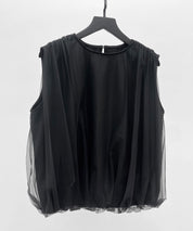 ふんわりチュールノースリーブブラウスsdp0303 ブラック