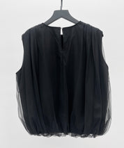 ふんわりチュールノースリーブブラウスsdp0303 ブラック