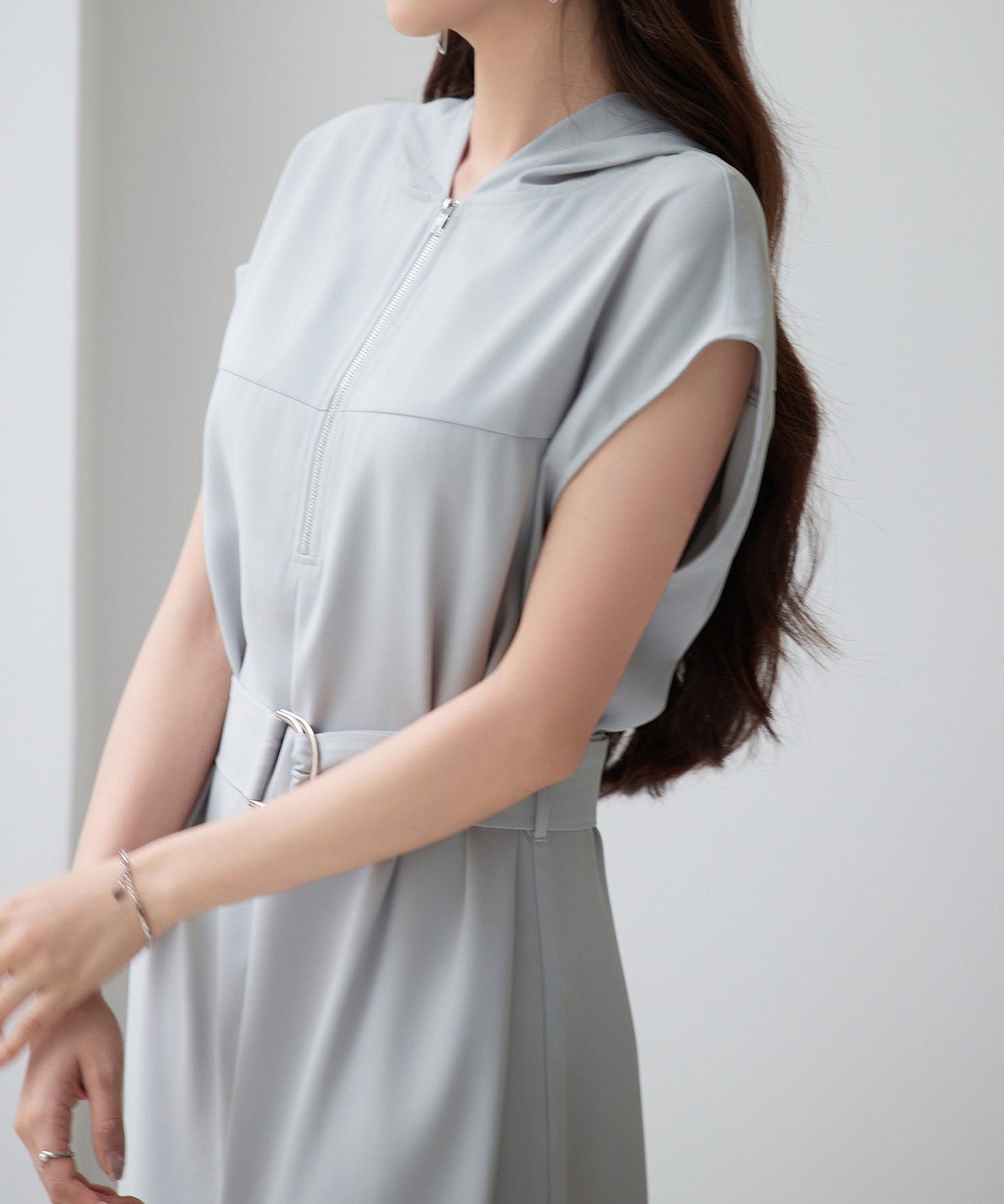 体型カバージップミモレ丈ワンピースsdp0304 グレー