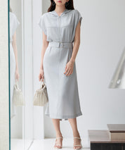 体型カバージップミモレ丈ワンピースsdp0304 グレー