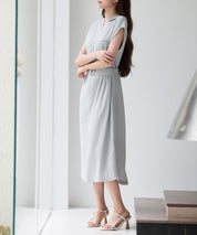 体型カバージップミモレ丈ワンピースsdp0304 グレー