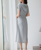 体型カバージップミモレ丈ワンピースsdp0304 グレー