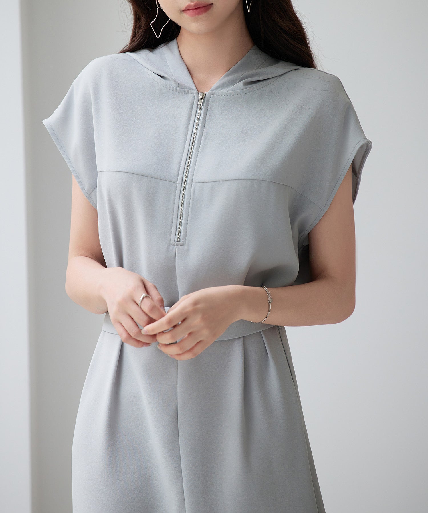 体型カバージップミモレ丈ワンピースsdp0304 グレー